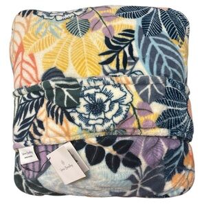 Vera Bradley Fleece Travel Convertible Pillow Blanket Palm Floral Trolley Sleeve